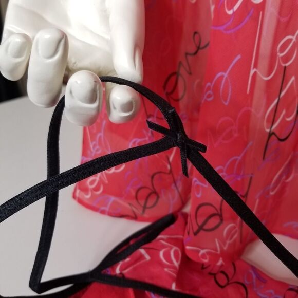 Secret‎ Treasures Red Black Trim Sheer Lingerie Camisole Women's 2 Piece … - Picture 7 of 12